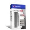 Verbatim 47444 Vx500 Išorinis kietasis diskas SSD 1TB, USB-C 3.2 Gen 2, Sidabrinis