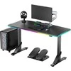 ULTRADESK IRON Juodas žaidimų stalas, 132,5x60,5 cm, 71-81 cm, mechaniškai reguliuojamas aukštis