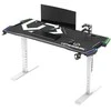 Žaidimų stalas Ultradesk Force Gaming Desk, LED RGB Prismatic, Baltas su juodu kilimėliu