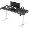 Žaidimų stalas Ultradesk Force Gaming Desk, LED RGB Prismatic, Baltas su juodu kilimėliu