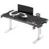 Žaidimų stalas Ultradesk Force Gaming Desk, LED RGB Prismatic, Baltas su juodu kilimėliu