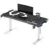 Žaidimų stalas Ultradesk Force Gaming Desk, LED RGB Prismatic, Baltas su juodu kilimėliu