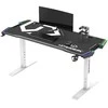 Žaidimų stalas Ultradesk Force Gaming Desk, LED RGB Prismatic, Baltas su juodu kilimėliu