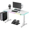 ULTRADESK IRON Baltas žaidimų stalas, 132,5x60,5 cm, 71-81 cm, mechaniškai reguliuojamas aukštis