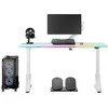 ULTRADESK IRON Baltas žaidimų stalas, 132,5x60,5 cm, 71-81 cm, mechaniškai reguliuojamas aukštis