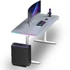 ULTRADESK Biurko dla gracza QUEST, 140x70cm, 72-120cm, balta ir-pilka