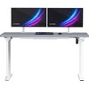 ULTRADESK Biurko dla gracza QUEST, 140x70cm, 72-120cm, balta ir-pilka