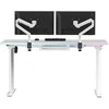 ULTRADESK Biurko dla gracza QUEST, 140x70cm, 72-120cm, balta-balta