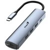 USB (3.0) hub 4-port, UH-545, pilka, Genius, 3x USB 3.0, 1x RJ45