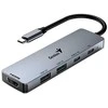 USB (3.0) šakotuvas 5 prievadų, UH-500, pilka, Genius, 2x USB 3.0,1x HDMI,2x USB-C, Maitinimas 100W