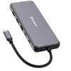 USB (3.2) hub 14-port, 32154, pilka, ilgis przewodu 15cm, Verbatim, 2x USB C, 5x USB A, 2x HDMI, czytnik SD/micro SD