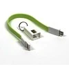 USB laidas (2.0), USB A M - microUSB (M), 0.2m, šviesiai žalias, raktų pakabukas, EOL