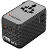 „Verbatim“, „Charge n Travel“ adapteris, „Travel GaN III“ 2x USB-C, 2x USB-A + 1x integruotas USB-C laidas, juodas, 170 W