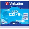 Verbatim CD-R, 43327, AZO Crystal, 10 vnt. pakuotė, 700 MB, 52x, 80 min., 12 cm, nespausdinamas, dėžutėje, duomenų archyvavimui