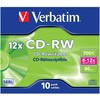Verbatim CD-RW, 43148, SERL Scratch Resistant, 10-pack, 700MB, 12x, 80min., 12cm, bez możliwości nadruku, jewel box, do archiwizac