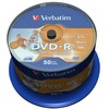 Verbatim DVD-R, Wide Inkjet Printable No ID Brand, 43533, 4.7GB, 16x, spindle, 50-pack, 12cm, do archiwizacji danych