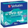 Verbatim DVD-RW, Matt Sidabrinis, 43285, 4.7GB, 4x, jewel box, 5-pack, bez możliwości nadruku, 12cm, do archiwizacji danych