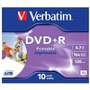 Verbatim DVD+R, Wide Inkjet Printable ID Brand, 43508, 4.7GB, 16x, jewel box, 10-pack, 12cm, do archiwizacji danych