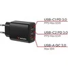 Verbatim Essentials, Įkroviklis jungiama į tinklą GaN USB-A QC 3.0, 2 USB-C PD 3.0, juoda, 65W, wtyczki EU/UK/US/AUS
