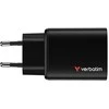 Verbatim Essentials, Įkroviklis jungiama į tinklą GaN USB-A QC 3.0, 2 USB-C PD 3.0, juoda, 65W, wtyczki EU/UK/US/AUS