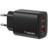 Verbatim Essentials, Įkroviklis jungiama į tinklą GaN USB-A QC 3.0, 2 USB-C PD 3.0, juoda, 65W, wtyczki EU/UK/US/AUS