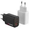 Verbatim GaN Travel Charger Essentials 65W, 2×USB-C PD, 1×USB-A QC, EU Plug, Baltas