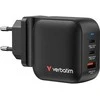 Laidinis įkroviklis Verbatim Mini GaN 70W 2xUSB-C PD/1x USB-A QC juodos spalvos 32229
