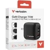 Verbatim, Įkroviklis GaN USB 3.0, USB C, pilka, 70W, wymienne antgaliai C,G,A