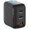 Verbatim, Mini kroviklis GaN su wyświetlaczem i kablem 2 x USB-C / 1 x USB-A, pilka, 65W, Wymienne wtyczki EU, UK, USA