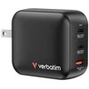 Laidinis įkroviklis Verbatim Mini GaN 100W 2xUSB-C PD/1x USB-A QC juodos spalvos 32230