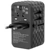 WORLD „Verbatim“, pasaulinis kelioninis adapteris UTA-06 GaN III 2x USB-C PD, QC 4+, 2x USB-A QC 3.0, juodas, 100 W