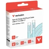 Kabelis Verbatim Sync & Charge SoftTouch USB-C į USB-C 60W PD3.0 120cm žydros spalvos 30273
