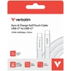 Verbatim USB-C kabelis SoftTouch USB C (M) - USB C (M), 100W, 1.2m, Baltas, box, 30277