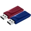 Verbatim USB atmintinė, USB 2.0, 32GB, Slider, mėlyna, raudona, 49327, USB A, usb su ištraukiama jungtimi. 2 vnt