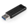 Verbatim USB atmintinė, USB 3.0, 256 GB, PinStripe, Store N Go, juoda, 49320, USB A, su ištraukiama jungtimi