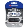 „Verbatim“ USB atmintinė, USB 3.0, 64 GB, V3, „Store N Go“, juoda, 49174, USB A, su ištraukiama jungtimi