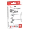 „Verbatim Sync“ įkrovimo jungtis, USB-A į „Micro-B“, USB-C, „Lightning“ jungtis, 18 W, baltas 32394
