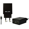 Beline Laidinis įkroviklis 2xUSB + USB-C 2A juodos spalvos