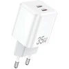 AWEI laidinis įkroviklis PD65-EU 35W 2x USB-C baltos spalvos GaN