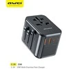 Tinklo įkroviklis 35W 4in1 2xUSB+3xUSB-C AWEI C-39 US/AU/EU/UK Univesal Travel GaN Charger juodos spalvos