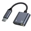 Beline Adapteris skirstytuvas USB-C į USB-C/Jack 3,5mm 60W juodos spalvos DAC BLNAA01