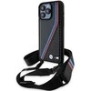 Dėklas BMW BMHCP15L23PSVTK Apple iPhone 15 Pro 6.1″ juodos spalvos hardcase M Edition Carbon Tricolor Lines & Strap