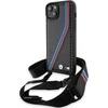Dėklas BMW BMHCP15M23 PSVTK Apple iPhone 15 Plus 14 Plus 6.7″ juodos spalvos kietas dėklas M Edition Carbon Tricolo
