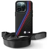 BMW BMHCP16X23PSVTK Apple iPhone 16 Pro Max 6.9" dėklas telefonui juodos spalvos M Edition Carbon Tricolor Lines &amp; Strap