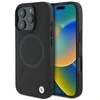 BMW Signature Leather Half Textured &amp; Circle MagSafe Apple iPhone 16 Pro - dėklas telefonui juodos spalvos