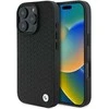 BMW Signature Leather Diamond Metal Logo MagSafe Case Apple iPhone 16 Pro Max - dėklas telefonui juodos spalvos