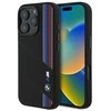 BMW BMHMP16X23SCUK Apple iPhone 16 Pro Max 6.9" dėklas telefonui juodos spalvos Silikoninis Cut Tricolor Lines MagSafe