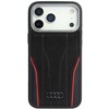 Dėklas Audi R8 Genuine Leather MagSafe skirtas Apple iPhone 17 Pro juodos spalvos-raudonos spalvos