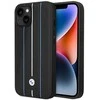 Dėklas BMW BMHCP14S22RVSK iPhone 14 6,1 colio juodas/juodas kietas odinis antspaudas mėlynos linijos