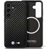 Dėklas BMW Leather Carbon MagSafe Samsung Galaxy S25 juodos spalvos